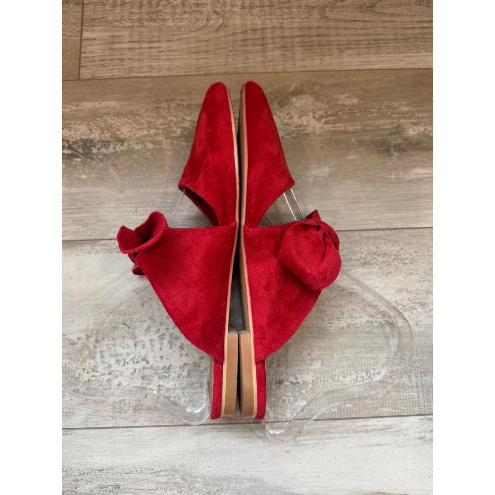 Beast Fashion Maisy Bow Mule Coquette Balletcore Women's 6 Red Pointed Toe Flat - Picture 8 of 10